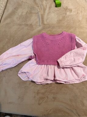 Zara Pink Layered Knit Vest Blouse